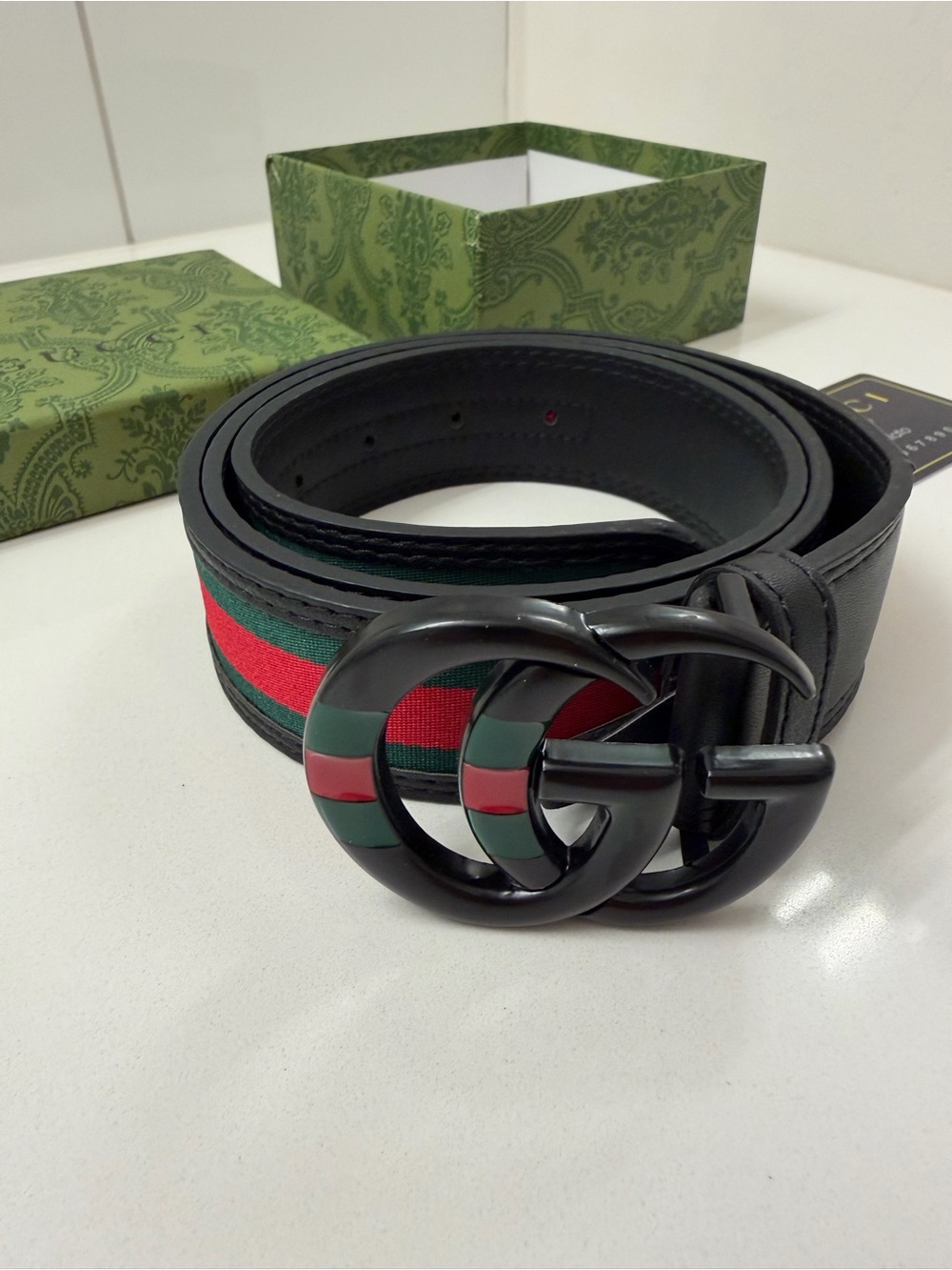 Gucci Interlocking G Web Belt – Black GG Buckle - Picture 2 of 11